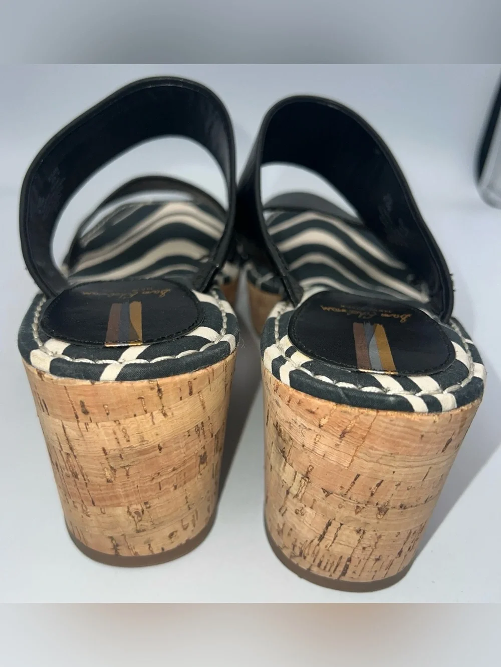 Sam Edelman Alissa Black Leather Strap Cork Wedge Sandals Women’s Size 9.5M NWOB